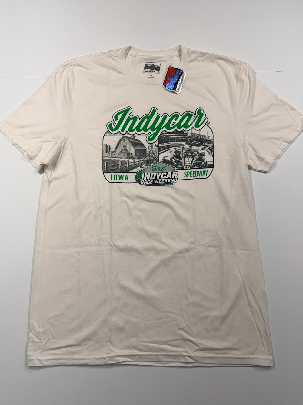 Indycar Iowa Speedway Graphic Tee - Cream size Large